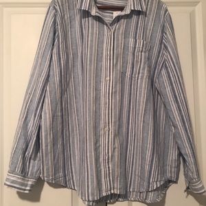 NWT Linen Striped Button Down